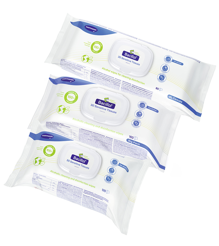 Group packshot Bacillol 30 Sensitive Green Tissues.